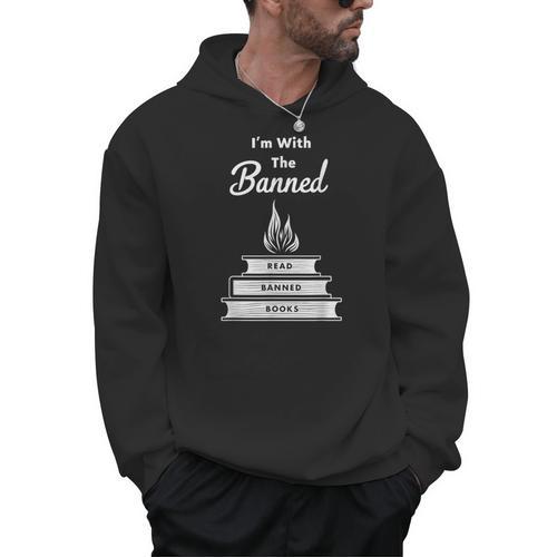 I'm With The Banned Read Banned Books Bookworm Men Hoodie - Bookorys