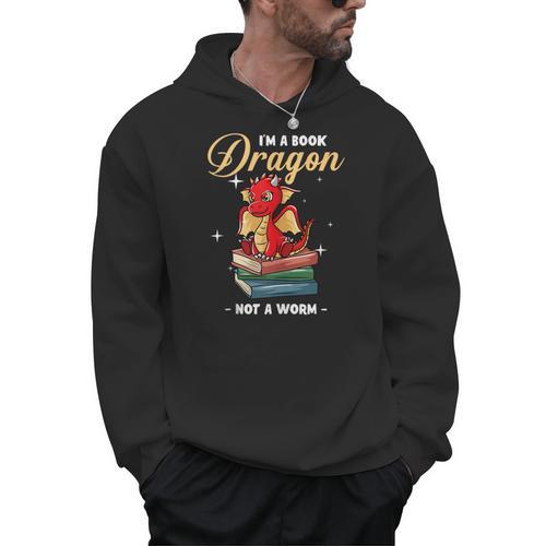 I'm A Book Dragon Not A Worm Reading Library Reader Bookworm Men Hoodie - Bookorys