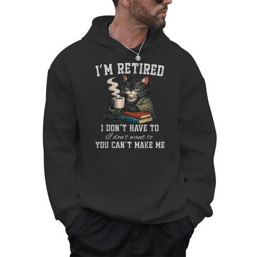 I'm Retired 2026 Cat Reading Book Retirement Men Hoodie - Bookorys AU