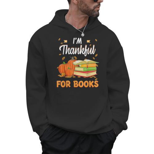 I'm Thankful For Books Lover Reading Pumpkin Thanksgiving Men Hoodie - Bookorys