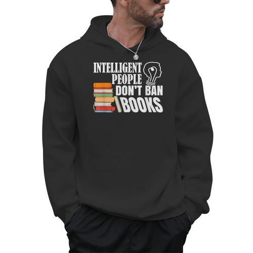 Intelligent People Don't Ban Books Reading Bookish Librarian Men Hoodie - Bookorys