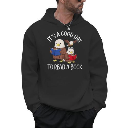It's A Good Day To Read A Book Eagle Librarian Bookworm Men Hoodie - Bookorys CA