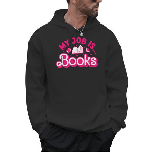 My Job Is Books Pink Retro Book Lovers Women Librarian Men Hoodie - Bookorys CA