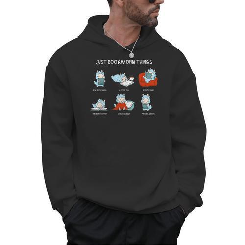 Just Bookworm Things Nerd Book Reading Books Lama Alpaca Men Hoodie - Bookorys