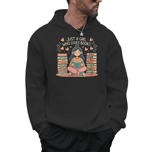 Just A Girl Who Loves Books Girls Books Lovers Reading Men Hoodie - Bookorys