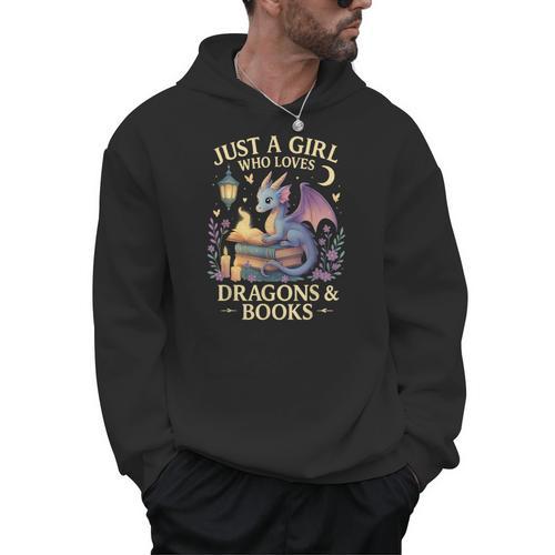 Just a Girl Who Loves Cute Dragons And Books Men Hoodie - Bookorys AU