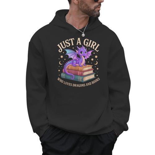 Just A Girl Who Loves Dragons And Books Cute Fantasy Men Hoodie - Bookorys AU