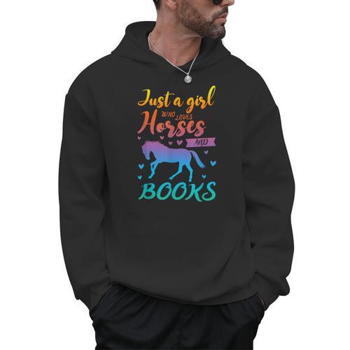 Just a Girl Who Loves Horses And Books Book Lover Men Hoodie - Bookorys