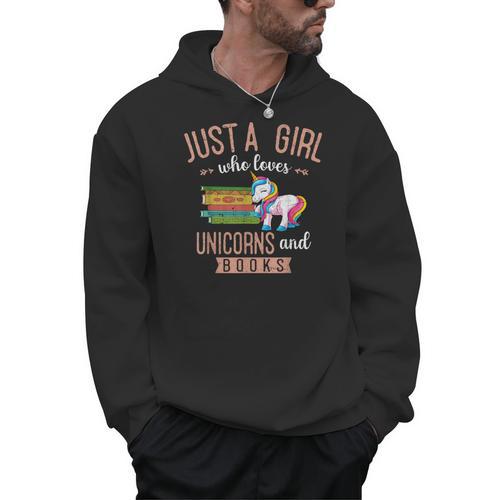 Just A Girl Who Loves Unicorns And Books Women Reading Men Hoodie - Bookorys