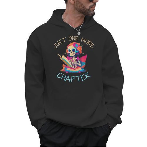 Just One More Chapter Skeleton Reading Book Nerd Quote Men Hoodie - Bookorys UK