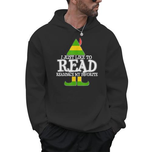 I Just Like To Read READING ELF Book Love Christmas Holiday Men Hoodie - Bookorys