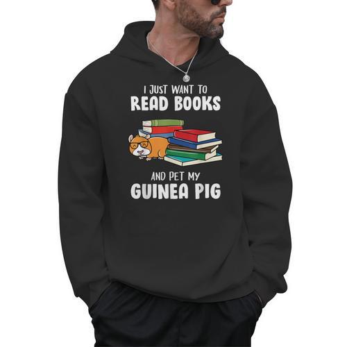 I Just Want To Read Books And Pet My Guinea Pig Reading Men Hoodie - Bookorys