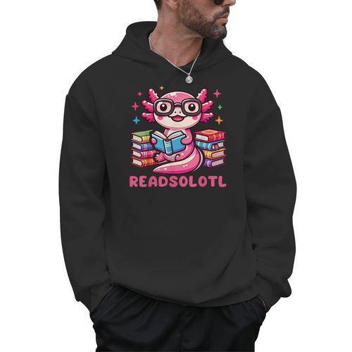 Kawaii Axolotl Readsolotl Book Lover Reading Bookworm Girls Men Hoodie - Bookorys