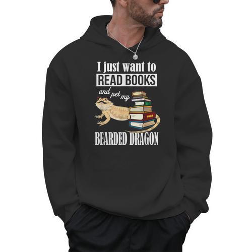 Kids Tiny Dinosaur Read Books & Pet My Bearded Dragon Lover Men Hoodie - Bookorys AU