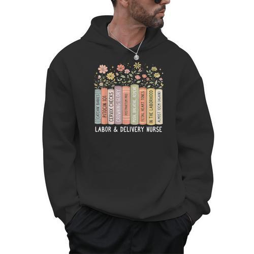 Labor And Delivery Nurse Book Wildflower Mother Baby Nursing Men Hoodie - Bookorys DE