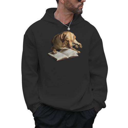 Labrador Retriever Dog Bookworm Reading Book Graphic Men Hoodie - Bookorys DE