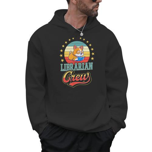Librarian Crew Cute Library Dog Book Reading Men Women Men Hoodie - Bookorys AU