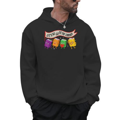 Librarian Let's All Go To The Library Cute Groovy Book Lover Men Hoodie - Bookorys