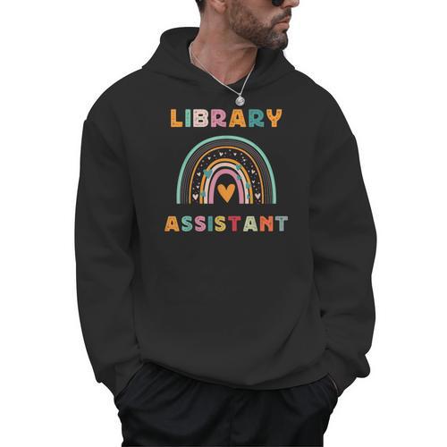 Library Assistant Funny Rainbow Reading Library Book Lover Men Hoodie - Bookorys