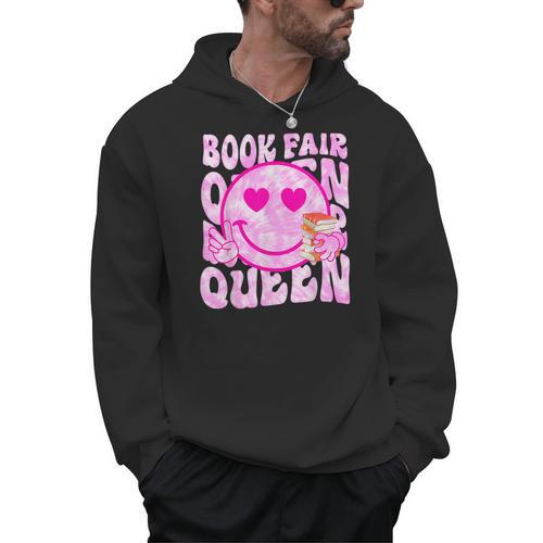 Library Book Fair Queen Vibe Groovy Tie Dye School Reading Men Hoodie - Bookorys
