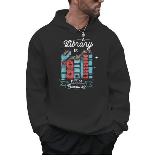 A Library Is Full Of Treasures For a Librarian Library Book Men Hoodie - Bookorys