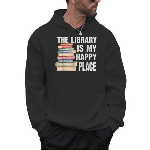 The Library Is My Happy Place Book Lover Tshirt Men Hoodie - Bookorys AU