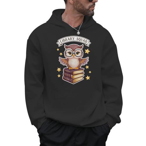 Library Squad Book Owl Wisdom Nerd Librarian Club Men Hoodie - Bookorys AU