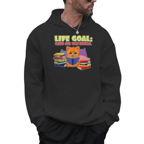 Life Goals Read All The Books I Book Worm I Book Lover Men Hoodie - Bookorys UK