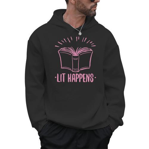 Lit Happens Book Reading Literary English Teacher Librarian Men Hoodie - Bookorys