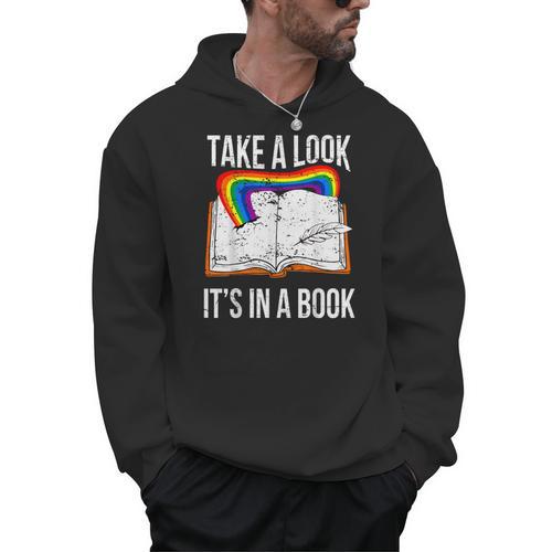 Take A Look It's In A Book Rainbow Bookworm And Book Lover Men Hoodie - Bookorys CA