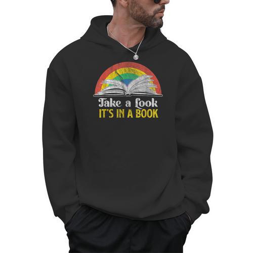 Take A Look It's A Book Retro Rainbow T-Shirt Men Hoodie - Bookorys DE