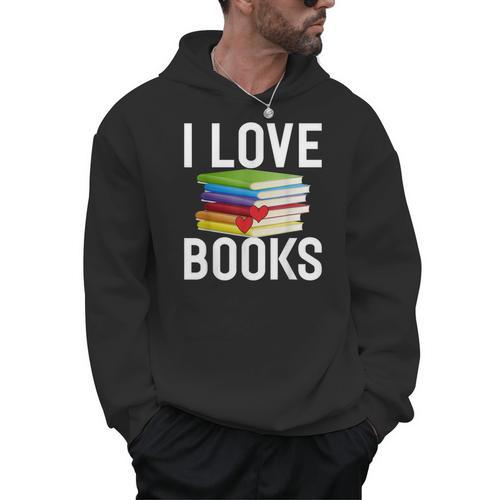 I Love Books Librarian Men Hoodie - Bookorys