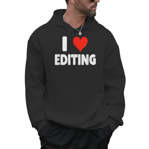 I Love Editing Heart Movie Film Newspaper Journalism Book Men Hoodie - Bookorys