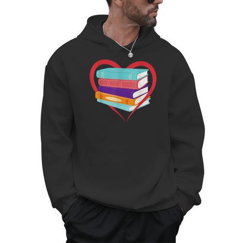 I Love Reading Book Heart Love Books Library Men Hoodie - Bookorys UK