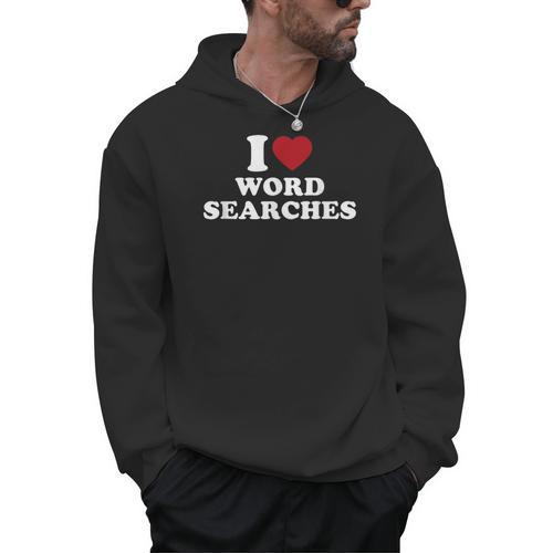 I Love Word Searches Puzzle Book Lover Men Hoodie - Bookorys CA