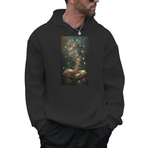 Magical Book Floral Coffee Books Nature Fantasy Men Hoodie - Bookorys