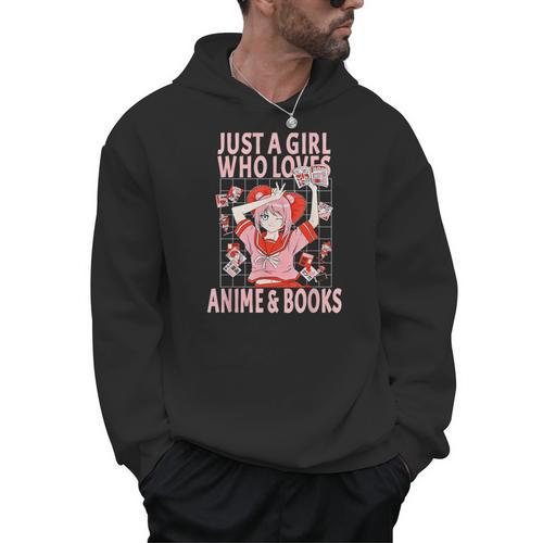 Manga Anime Stuff Just A Girl Who Loves Anime And Books Men Hoodie - Bookorys CA