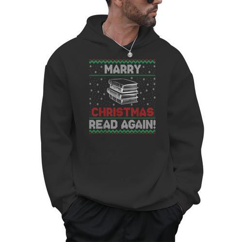Marry Chistmas Read Again Book Lover Xmas Reader Men Hoodie - Bookorys AU