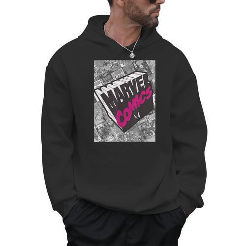 Marvel Comics Logo Comic Book Fill Panel Men Hoodie - Bookorys