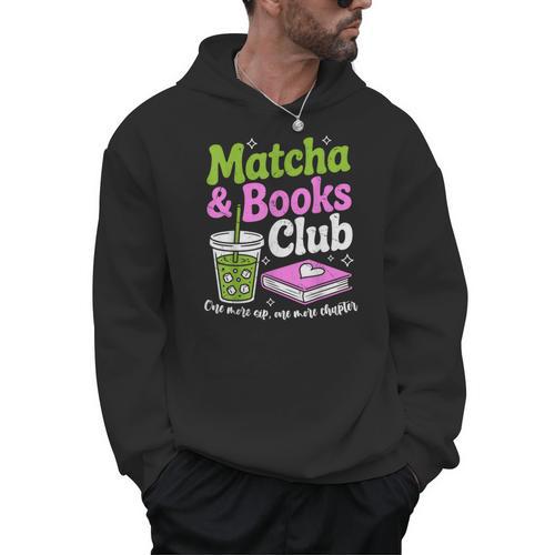 Matcha & Books Green Tea Lover ICES Matcha Latte Men Hoodie - Bookorys