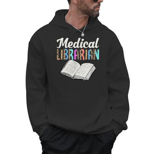 Medical Librarian Leopard Print Library Book Graphic Men Hoodie - Bookorys