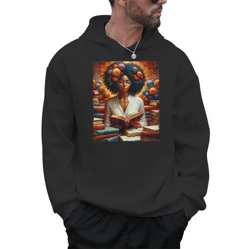 Melanin Queen Afro WomenEducated Reading Book History Men Hoodie - Bookorys