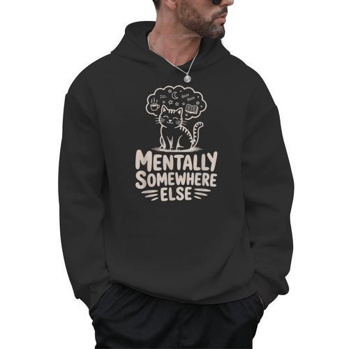 Mentally Somewhere Else Cat Coffee Books Lover Men Hoodie - Bookorys AU