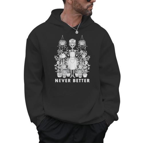 Messy Bun Skeleton Reading Book Coffee Never Better Men Hoodie - Bookorys CA
