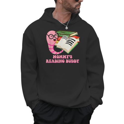 Mommys Reading Buddy Bookworm Humor Book Lover Mom Men Hoodie - Bookorys CA