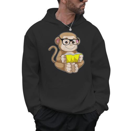 Monkey Nerd Book Glasses Men Hoodie - Bookorys