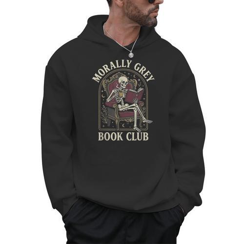 Morally Grey Book Club Skeleton Romantasy Reader Men Hoodie - Bookorys DE