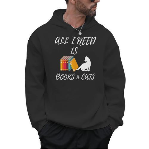 I Need Is Book & Cats Books Pet Lover Men Hoodie - Bookorys AU