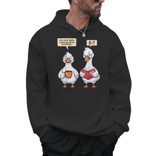 How Many Nights Reading Goose Book Lover Reader Men Hoodie - Bookorys AU