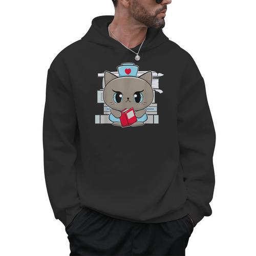 Nurse Cat Anime Feline Book Men Women Kids Men Hoodie - Bookorys AU